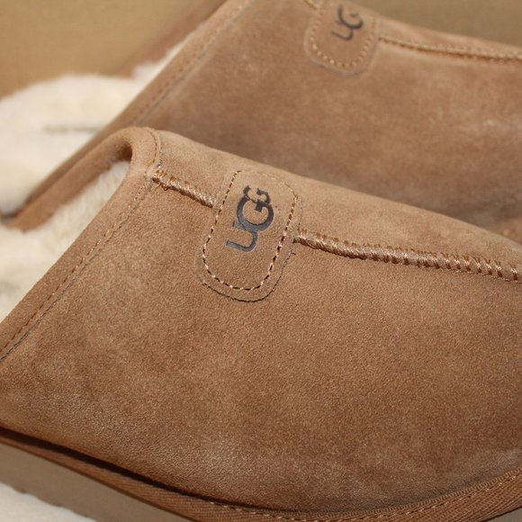 NIB UGG WOMEN'S DISCOQUETTE SUEDE SHEARLING SLIP ON SLIPPERS CHESTNUT - Picture 3 of 11